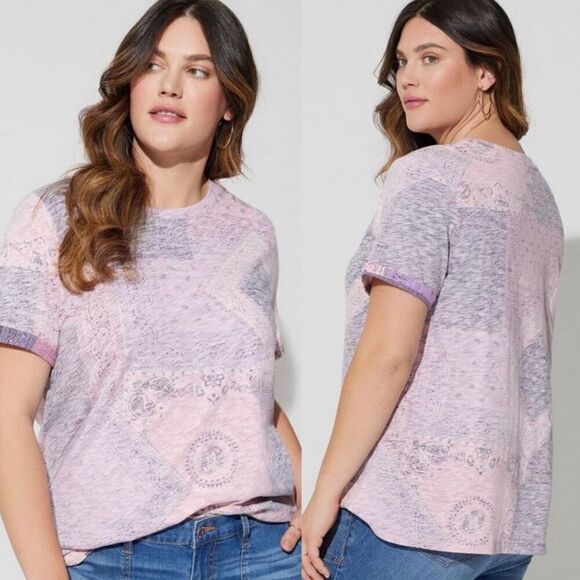 Torrid Relaxed Fit Heritage Slub Roll Sleeve Tee Shirt 1X - Picture 1 of 6